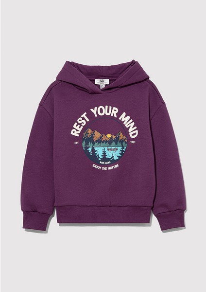 Baskılı Mor SWEATSHIRT7S10060-70577