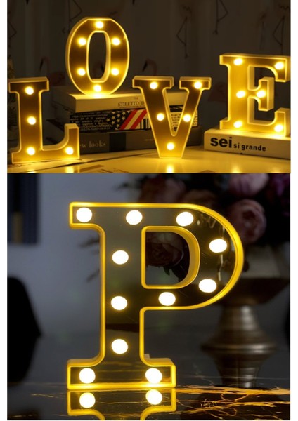 Dekoratif LED Işıklı 3D Harf Büyük Boy (22 Cm) Organizasyon Doğum Günü Kutlama Parti Eğlence