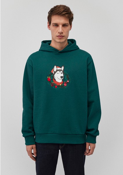 Yılbaşı Köpek Baskılı Yeşil SWEATSHIRT0S10296-81962