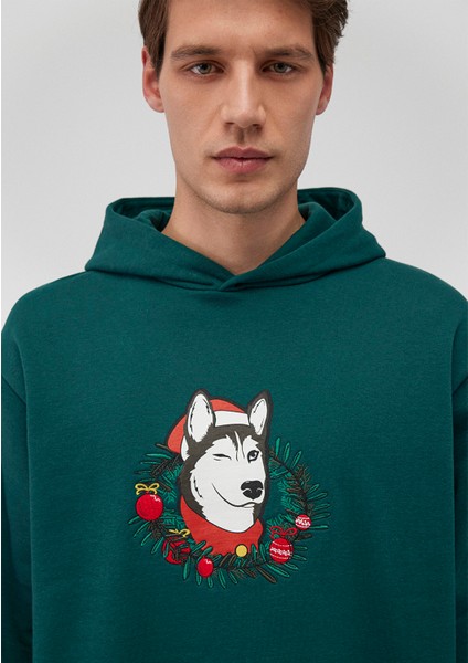 Yılbaşı Köpek Baskılı Yeşil SWEATSHIRT0S10296-81962