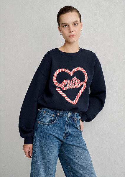 Yılbaşı Cute Baskılı Lacivert SWEATSHIRT1S10336-82318