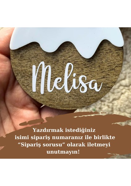 2'li Isme Özel Çam Ağaçlı Yılbaşı Ahşap Süsü modelleri