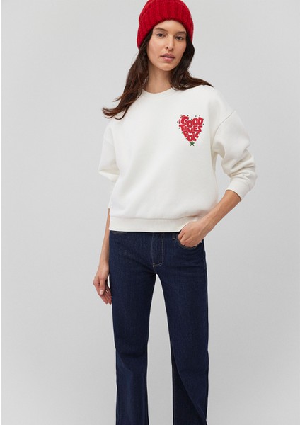 Yılbaşı Temalı Beyaz SWEATSHIRT1S10334-70057