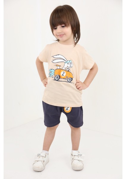 Erkek Bebek Baskılı Şortlu Takım