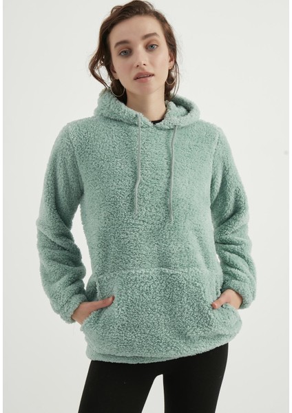 Kapüşonlu Peluş Sweatshirt