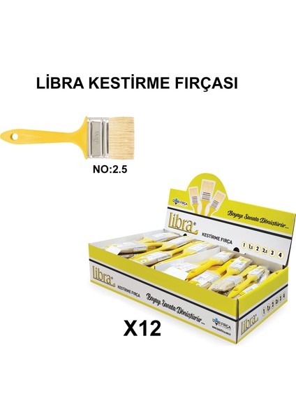 Izmir Fırça Arge Toptan Libra Kestirme Fırçası No 2.5 - 12 Adet 003255