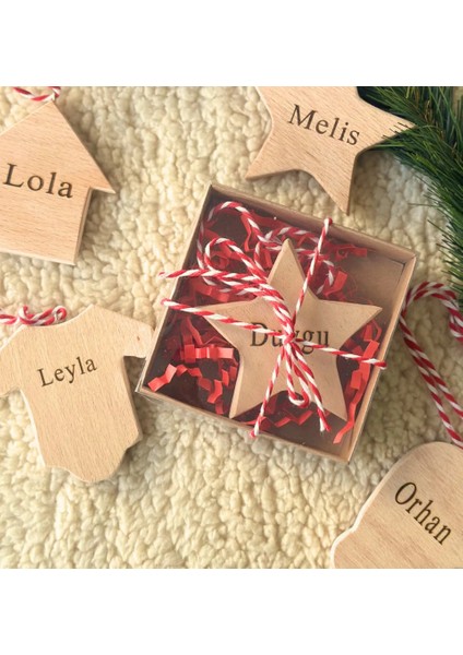 Isme Özel Yılbaşı Ağaç Süsü - Ahşap El Yapımı Kar Eldiveni fiyatları