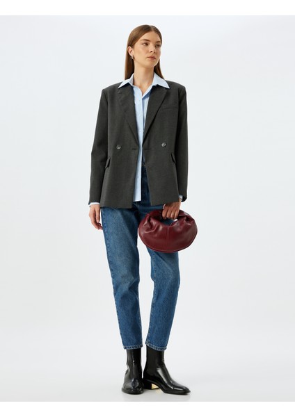 Normal Bel Cepli Düğmeli Pamuklu Mom Fit Kot Pantolon fiyatları