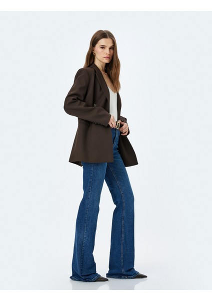 Yüksek Bel Slim Fit Ispanyol Paça Kot Pantolon - Flare Jean