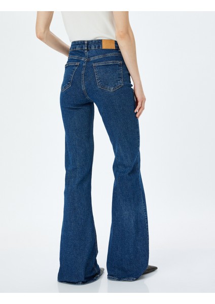 Yüksek Bel Slim Fit Ispanyol Paça Kot Pantolon - Flare Jean