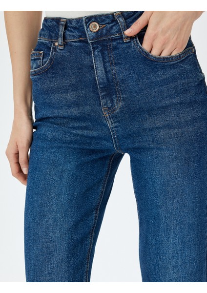 Yüksek Bel Slim Fit Ispanyol Paça Kot Pantolon - Flare Jean