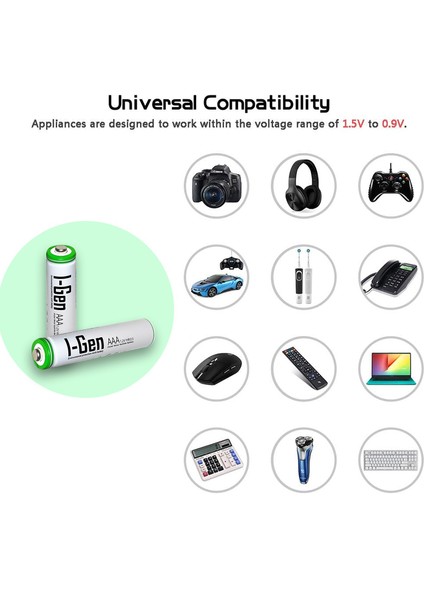 I-Gen B110 4 Adet AAA 650 Mah Şarj Edilebilir İnce Kalem Pil 1.2V Ni-MH Şarjlı Pil