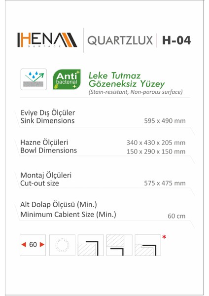 Granit Eviye 1,5 Gözlü Siyah 60 x 50 Kuvars modelleri