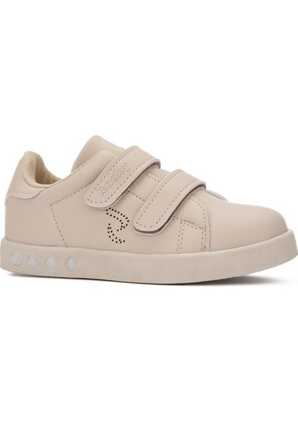 Bej Cırtlı Ortopedik Çocuk Işıklı Sneaker