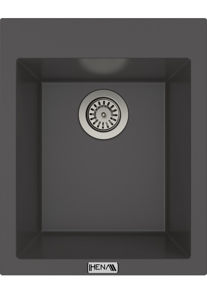 Granit Eviye Tek Gözlü Antrasit 51 x 41 Kuvars