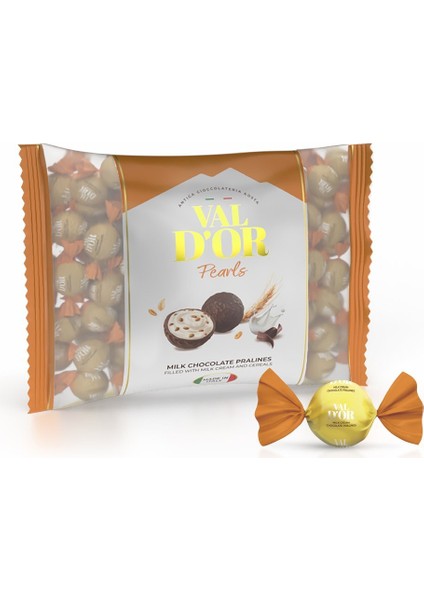 Val D’or Yuvarlak 1000 Gr. (1 Turuncu Poşet) Sütlü Çikolata Sütlü Krema Dolgulu Tahıl Patlaklı