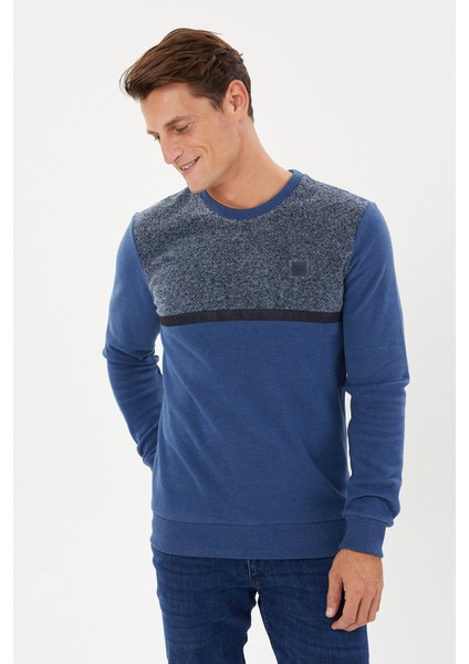 Kadife Selanik Parça Desenli Bisiklet Yaka Sweatshirt- KS-1672