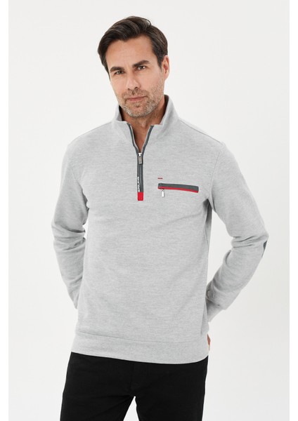 Fermuarlı %100 Pamuk Sweatshirt- PIN-1039