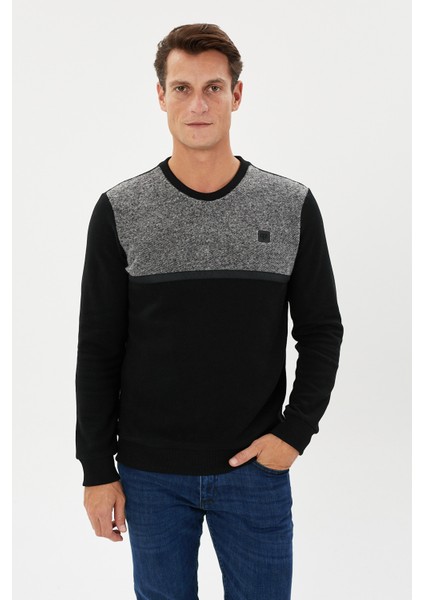 Kadife Selanik Parça Desenli Bisiklet Yaka Sweatshirt- KS-1672