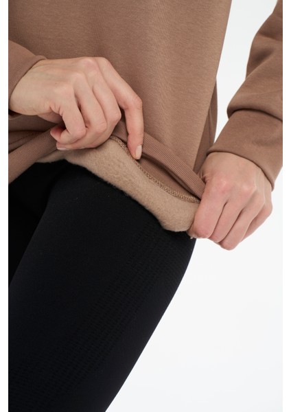 Kadın Pamuklu Içi Polarlı Yarım Fermuarlı Sweatshirt indirimleri
