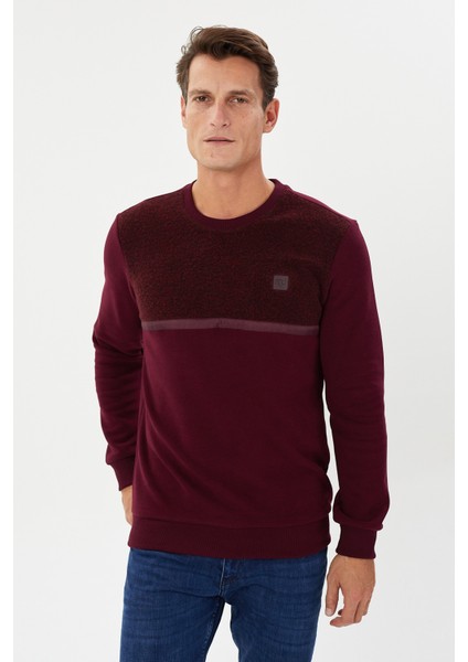 Kadife Selanik Parça Desenli Bisiklet Yaka Sweatshirt- KS-1672