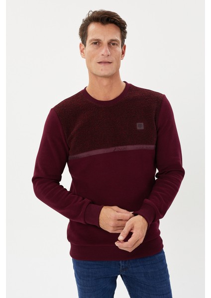 Kadife Selanik Parça Desenli Bisiklet Yaka Sweatshirt- KS-1672