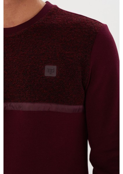 Kadife Selanik Parça Desenli Bisiklet Yaka Sweatshirt- KS-1672