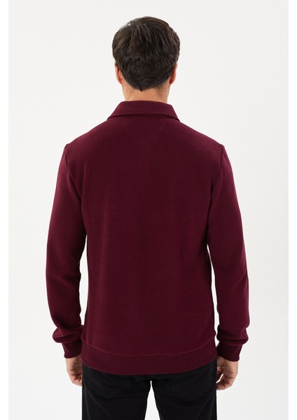 Kadife Selanik Parça Desenli Polo Yaka Sweatshirt- KS-1670