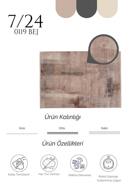 Makine Halısı Agnello Halı 7/24 0119 Bej indirimleri