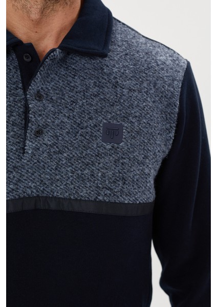 Kadife Selanik Parça Desenli Polo Yaka Sweatshirt- KS-1670 modelleri