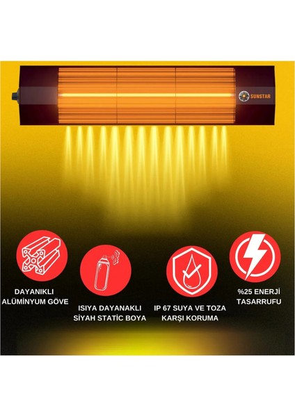 Halojen Soba Infrared Termostatlı Isıtıcı 1800W