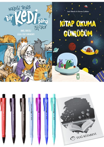 Kitap Okuma Günlüğüm ve Nazoşi Teyze Bir Kedi Daha Istiyor 2'li Set + Hediyeli
