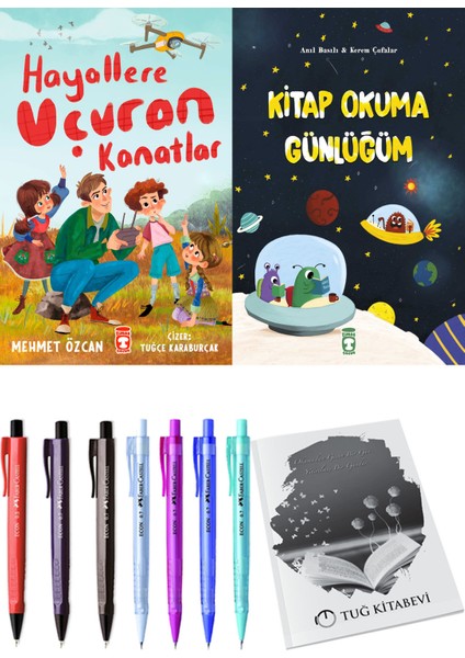 Kitap Okuma Günlüğüm ve Hayallere Uçuran Kanatlar 2'li Set + Hediyeli