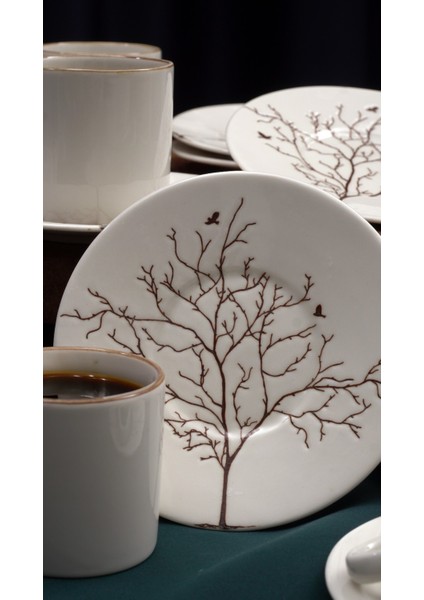 Hayat Ağacı 12 Parça 6 Kişilik Porselen Kahve Fincan Takımı modelleri