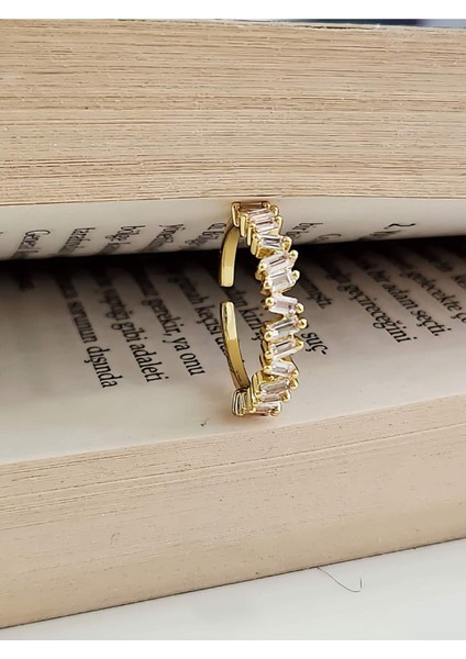 Baget Model Yarım Tur Altın Kaplama Gold Renk Kemik Yüzük