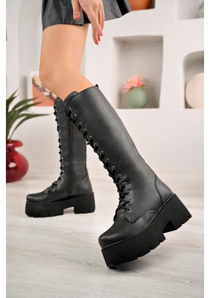 Kadın Çizme Yüksek Taban Bağçıklıı ALD2000-Ç103