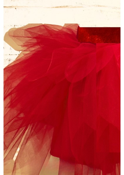 Uzun Kollu Kadife Üst ve Tütü Etek Çocuk Takımı - 1-10 Yaş - Kırmızı modelleri