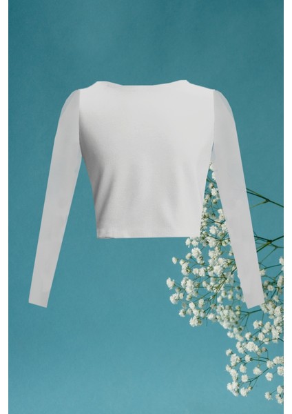 Uzun Kollu Crop ve Tütü Etek Çocuk Takımı - 1-10 Yaş - Beyaz fiyatları