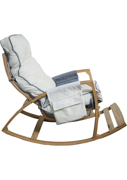 Vezir Lüks Ahşap Gri/krem Renkli Sallanan Sandalye - Tv ve Dinlenme Koltuğu modelleri