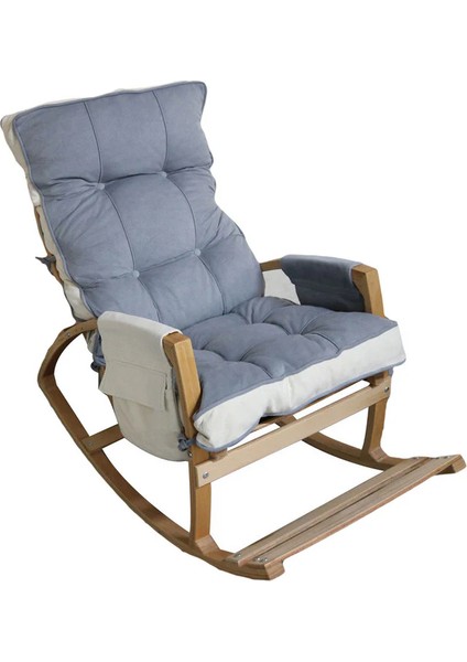 Vezir Lüks Ahşap Gri/krem Renkli Sallanan Sandalye - Tv ve Dinlenme Koltuğu fırsatları