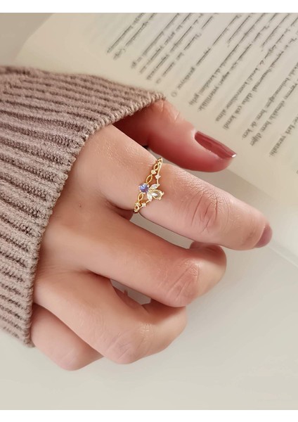 Prenses Taç Charm Model Altın Kaplama Gold Renk Kemik Yüzük