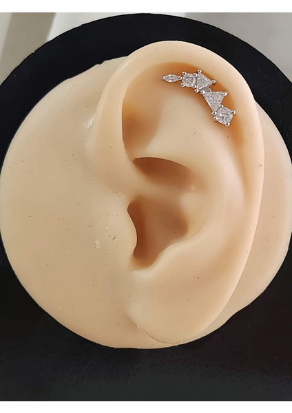 Çiçek Modern Model Kıkırdak Piercing Tragus Helix Silver Gümüş Renk Küpe