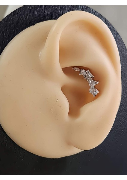 Çiçek Modern Model Kıkırdak Piercing Tragus Helix Silver Gümüş Renk Küpe