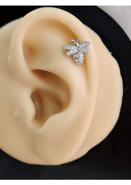 Arı Model Kıkırdak Piercing Tragus Helix Silver Gümüş Renk Küpe