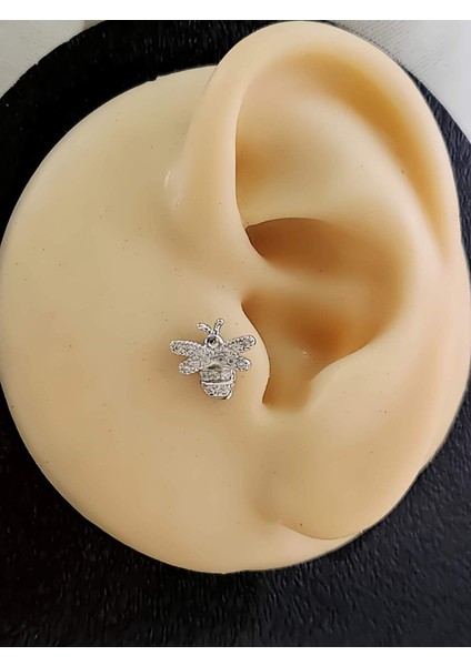 Arı Model Kıkırdak Piercing Tragus Helix Silver Gümüş Renk Küpe