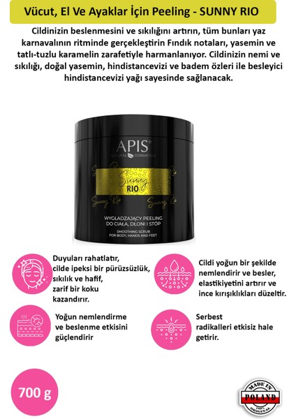 Apis Natural Cosmetics Vücut, El ve Ayaklar Için Peeling - Sunny Rıo - 700 G