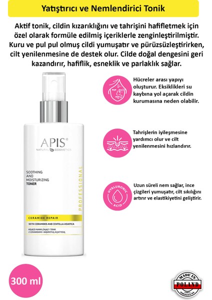 Apis Natural Cosmetics Yatıştırıcı ve Nemlendirici Tonik - Ceramide Repair - 300 ml