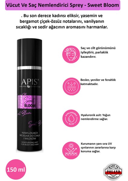 Apis Natural Cosmetics Vücut ve Saç Nemlendirici Sprey - Sweet Bloom - 150 ml