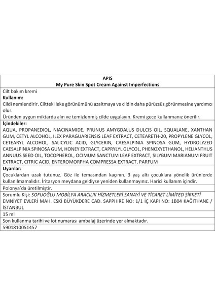 Nokta Kremi, Cilt Kusurlarına Karşı - My Pure Skın - 15 ml