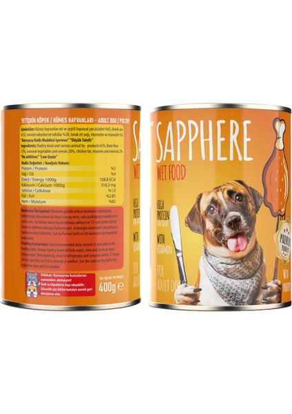 Kümes Hayvanlı Yetişkin Köpek Maması Konserve 400 gr 24 Adet fiyatları